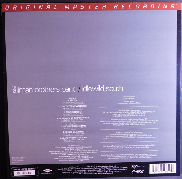 ALLMAN BROTHERS IDLEWILD SOUTH M.F.S.L 1-301