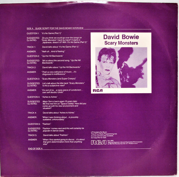 DAVID BOWIE SCARY MONSTERS PROMO INTERVIEW